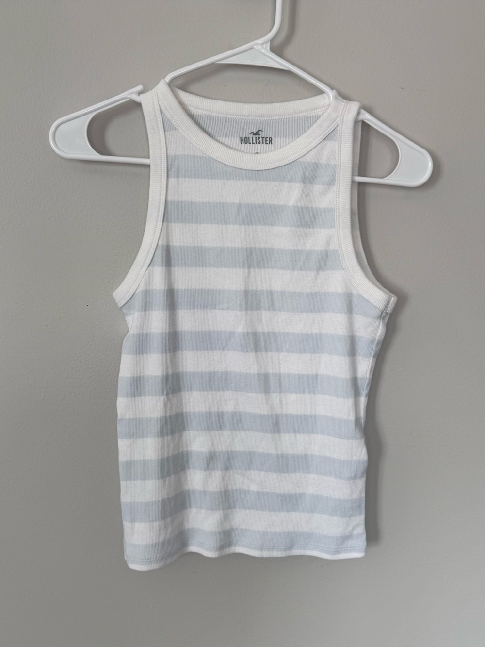 Hollister Blue White Striped Ribbed Tank Top
